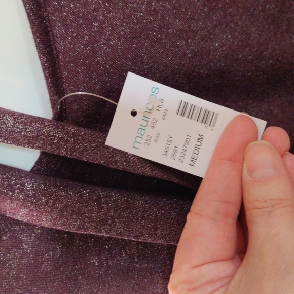 SZ M Unique Top With Crisscross Tie Brown Plum - Picture 6 of 7